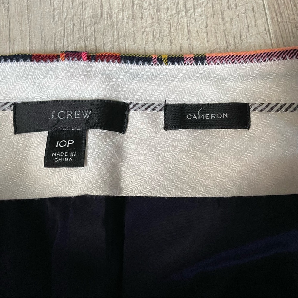J.CREW Cameron Parke Tartan pink Plaid Pants Size 10P - Picture 4 of 6